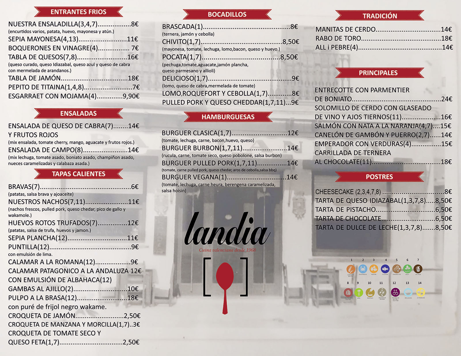 Carta Restaurante Landia